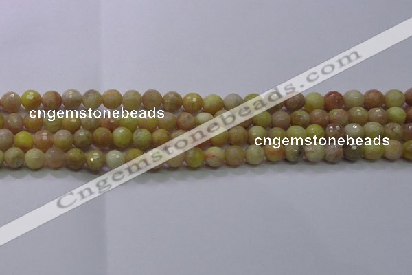 CSS611 15.5 inches 6mm faceted round yellow sunstone gemstone beads