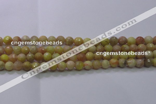 CSS612 15.5 inches 8mm faceted round yellow sunstone gemstone beads