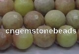 CSS614 15.5 inches 12mm faceted round yellow sunstone gemstone beads