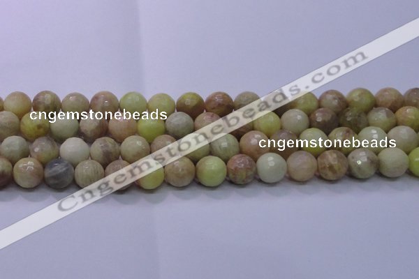 CSS614 15.5 inches 12mm faceted round yellow sunstone gemstone beads