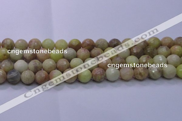 CSS615 15.5 inches 14mm faceted round yellow sunstone gemstone beads