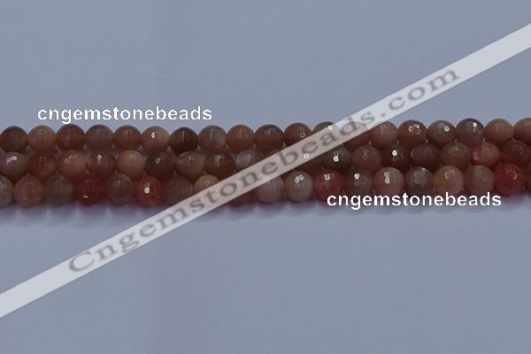 CSS672 15.5 inches 8mm faceted round sunstone gemstone beads