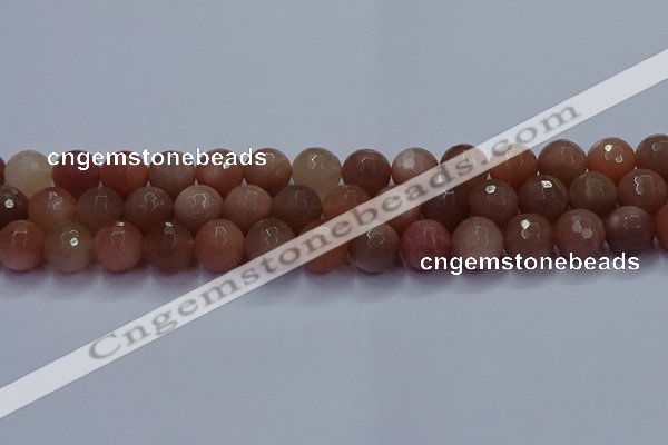 CSS674 15.5 inches 12mm faceted round sunstone gemstone beads wholesale