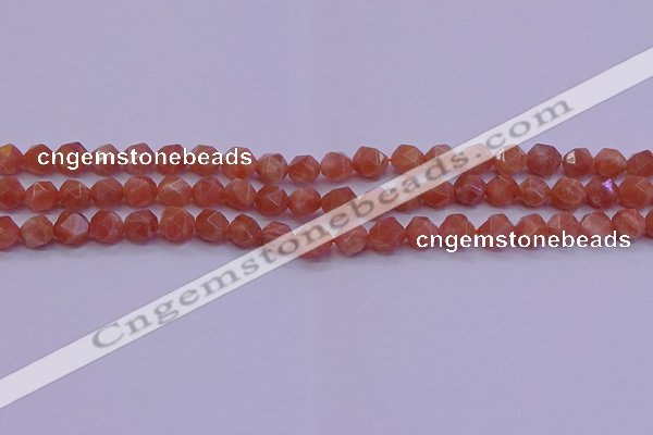 CSS681 15.5 inches 6mm faceted nuggets natural sunstone beads