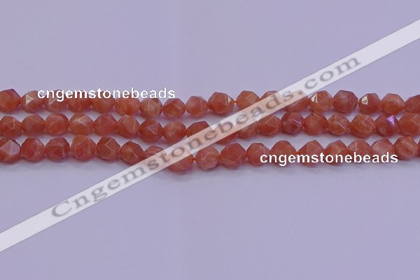 CSS682 15.5 inches 8mm faceted nuggets natural sunstone beads