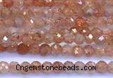 CSS835 15 inches 2mm faceted round golden sunstone beads