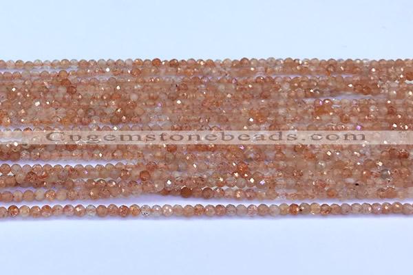 CSS835 15 inches 2mm faceted round golden sunstone beads