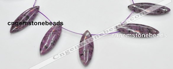 CSU25 AB grade 20*60mm flat rice dyed natural sugilite beads