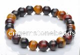 CTB01 6 inch 8mm round mixed color tiger eye bracelet Wholesale