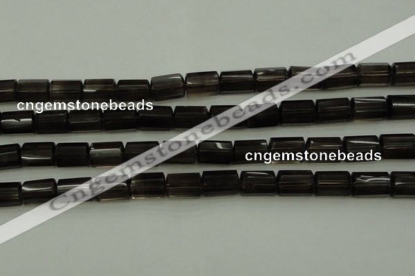 CTB100 15.5 inches 8*12mm faceted tube smoky quartz beads