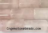 CTB1033 15 inches 8*16mm - 8*18mm tube rose quartz beads