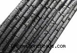 CTB1066 15 inches 4*13mm tube black lava beads wholesale