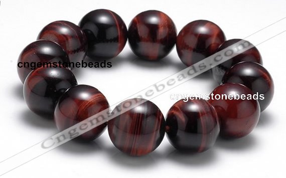 CTB11 9 inches 18mm round red tiger eye stretch bracelet