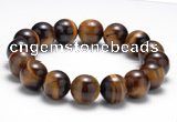 CTB12 8 inches 12mm round yellow tiger eye stretch bracelet