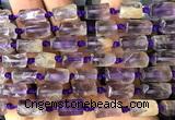 CTB1206 8*12mm - 8*14mm faceted tube purple phantom quartz beads
