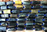 CTB1215 15 inches 8*12mm - 8*14mm faceted tube blue tiger eye beads