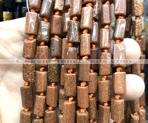 CTB1223 15 inches 8*12mm - 8*14mm faceted tube goldstone beads