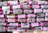CTB1227 15 inches 8*12mm - 8*14mm faceted tube pink cobalto calcite beads
