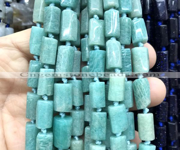 CTB1235 15 inches 8*12mm - 8*14mm faceted tube amazonite beads