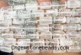 CTB1250 15 inches 6*10mm - 8*12mm faceted tube white crystal beads