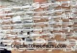CTB1252 15 inches 6*10mm - 8*12mm faceted tube white crystal beads