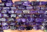 CTB1255 15 inches 6*10mm - 8*12mm faceted tube amethyst beads