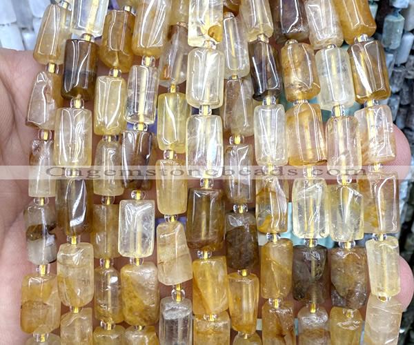 CTB1263 15 inches 6*10mm - 8*12mm faceted tube yellow quartz beads
