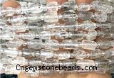 CTB1265 6*10mm - 8*12mm faceted tube black mica quartz beads
