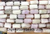 CTB1274 15 inches 6*10mm - 8*12mm faceted tube kunzite beads