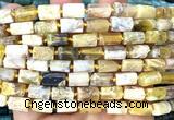 CTB1289 15 inches 6*10mm - 8*12mm faceted tube yellow opal beads