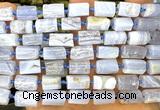 CTB1290 15 inches 6*10mm - 8*12mm faceted tube blue lace agate beads