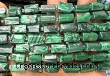CTB1317 15 inches 6*10mm - 8*12mm faceted tube malachite beads