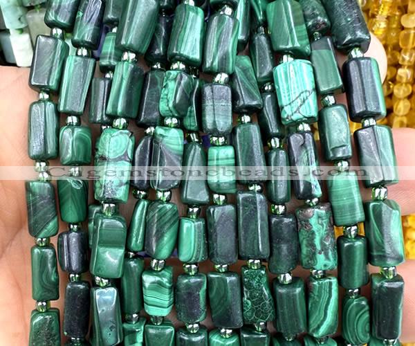 CTB1318 15 inches 6*10mm - 8*12mm faceted tube malachite beads
