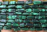 CTB1318 15 inches 6*10mm - 8*12mm faceted tube malachite beads