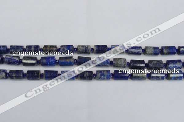 CTB201 15.5 inches 10*15mm faceted tube lapis lazuli gemstone beads