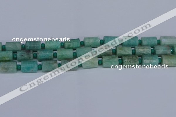 CTB208 15.5 inches 10*15mm faceted tube amazonite beads