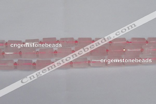 CTB212 15.5 inches 13*18mm faceted tube rose quartz beads