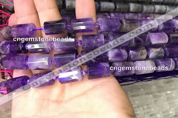 CTB221 15.5 inches 10*15mm faceted tube amethyst beads