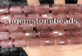 CTB222 15.5 inches 10*14mm faceted tube strawberry quartz beads