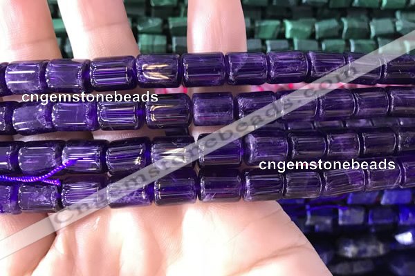 CTB257 15.5 inches 8*10mm tube natural amethyst gemstone beads