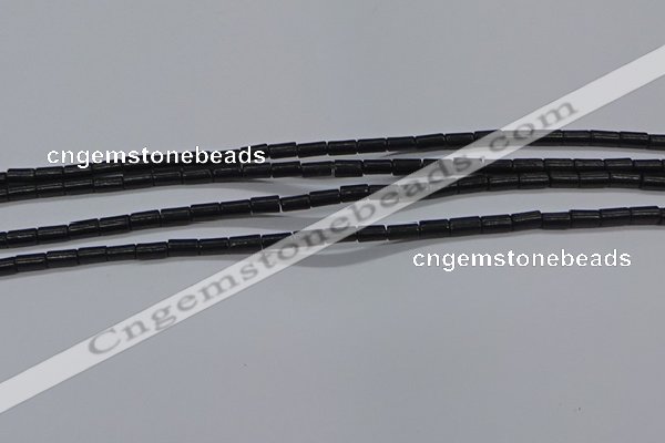 CTB300 15.5 inches 3*6mm tube black stone beads wholesale