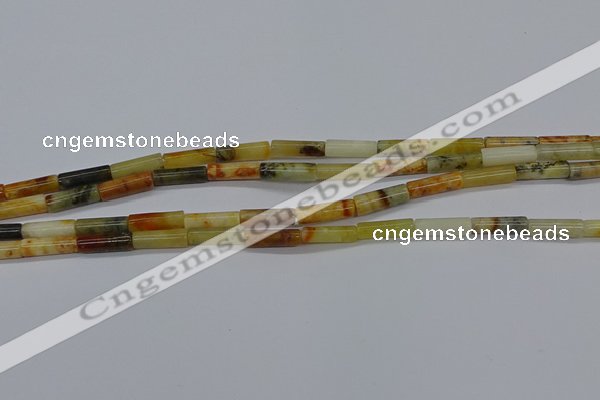 CTB324 15.5 inches 4*13mm tube flower jade beads wholesale