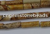 CTB332 15.5 inches 4*13mm tube picture jasper beads wholesale