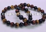 CTB37 7.5 inches 10mm round colorful tiger eye beaded bracelets