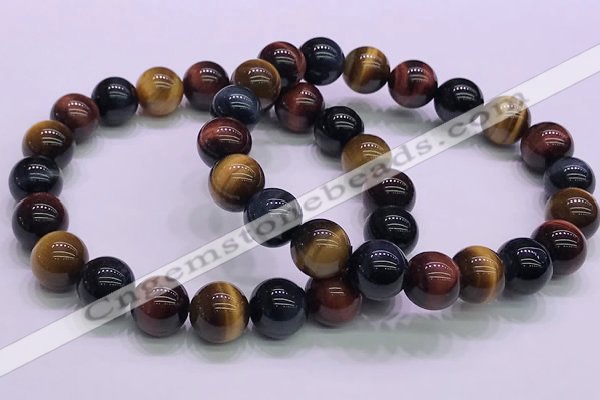 CTB37 7.5 inches 10mm round colorful tiger eye beaded bracelets