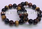 CTB39 7.5 inches 14mm round colorful tiger eye beaded bracelets