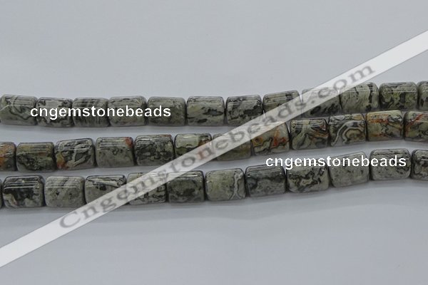 CTB525 15.5 inches 10*13mm triangle grey picture jasper beads wholesale