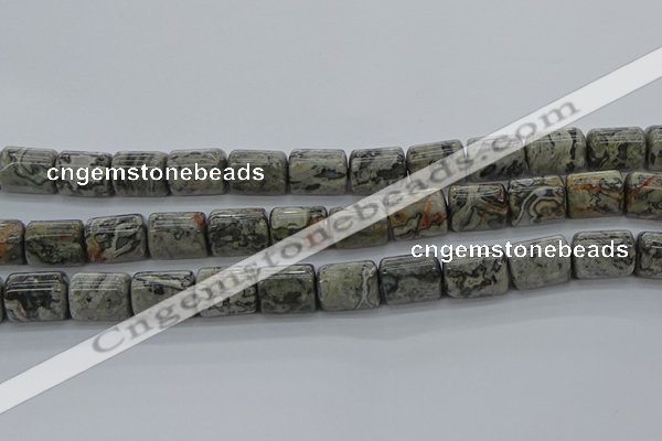 CTB525 15.5 inches 10*13mm triangle grey picture jasper beads wholesale