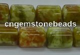 CTB548 15.5 inches 10*13mm triangle green dragon serpentine jasper beads