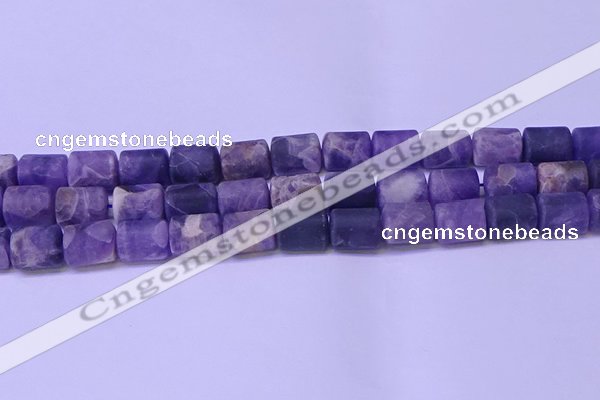 CTB563 15.5 inches 10*13mm triangle matte dogtooth amethyst beads